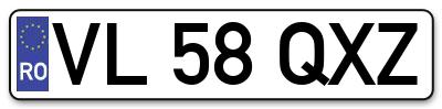 Placuta inmatriculare numar auto  VL-58-QXZ, VL 58 QXZ, VL58QXZ