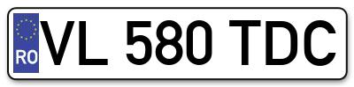 Placuta inmatriculare numar auto  VL-580-TDC, VL 580 TDC, VL580TDC