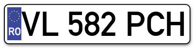 Placuta inmatriculare numar auto  VL-582-PCH, VL 582 PCH, VL582PCH