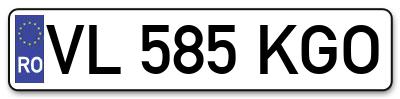 Placuta inmatriculare numar auto  VL-585-KGO, VL 585 KGO, VL585KGO