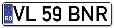 Placuta inmatriculare numar auto  VL-59-BNR, VL 59 BNR, VL59BNR