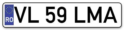 Placuta inmatriculare numar auto  VL-59-LMA, VL 59 LMA, VL59LMA