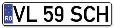Placuta inmatriculare numar auto  VL-59-SCH, VL 59 SCH, VL59SCH