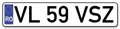 Placuta inmatriculare numar auto  VL-59-VSZ, VL 59 VSZ, VL59VSZ