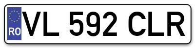 Placuta inmatriculare numar auto  VL-592-CLR, VL 592 CLR, VL592CLR