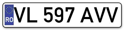 Placuta inmatriculare numar auto  VL-597-AVV, VL 597 AVV, VL597AVV