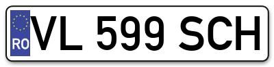 Placuta inmatriculare numar auto  VL-599-SCH, VL 599 SCH, VL599SCH