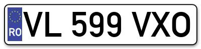 Placuta inmatriculare numar auto  VL-599-VXO, VL 599 VXO, VL599VXO
