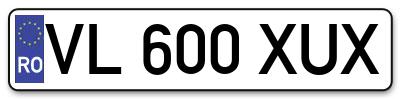 Placuta inmatriculare numar auto  VL-600-XUX, VL 600 XUX, VL600XUX