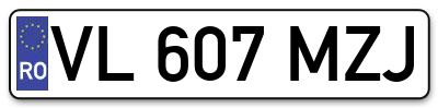 Placuta inmatriculare numar auto  VL-607-MZJ, VL 607 MZJ, VL607MZJ