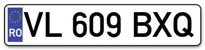 Placuta inmatriculare numar auto  VL-609-BXQ, VL 609 BXQ, VL609BXQ