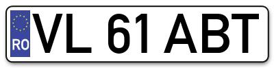 Placuta inmatriculare numar auto  VL-61-ABT, VL 61 ABT, VL61ABT