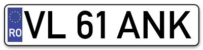 Placuta inmatriculare numar auto  VL-61-ANK, VL 61 ANK, VL61ANK