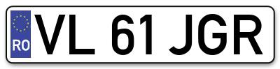 Placuta inmatriculare numar auto  VL-61-JGR, VL 61 JGR, VL61JGR