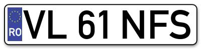 Placuta inmatriculare numar auto  VL-61-NFS, VL 61 NFS, VL61NFS