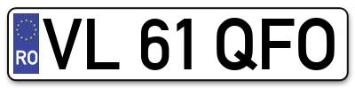 Placuta inmatriculare numar auto  VL-61-QFO, VL 61 QFO, VL61QFO