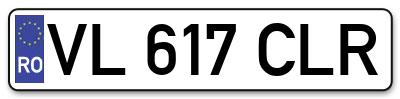 Placuta inmatriculare numar auto  VL-617-CLR, VL 617 CLR, VL617CLR