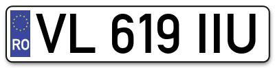 Placuta inmatriculare numar auto  VL-619-IIU, VL 619 IIU, VL619IIU
