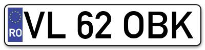 Placuta inmatriculare numar auto  VL-62-OBK, VL 62 OBK, VL62OBK