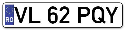 Placuta inmatriculare numar auto  VL-62-PQY, VL 62 PQY, VL62PQY