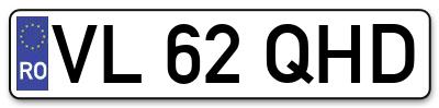Placuta inmatriculare numar auto  VL-62-QHD, VL 62 QHD, VL62QHD