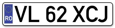 Placuta inmatriculare numar auto  VL-62-XCJ, VL 62 XCJ, VL62XCJ