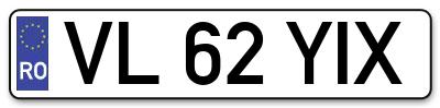 Placuta inmatriculare numar auto  VL-62-YIX, VL 62 YIX, VL62YIX