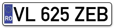 Placuta inmatriculare numar auto  VL-625-ZEB, VL 625 ZEB, VL625ZEB