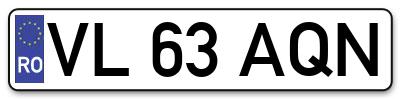 Placuta inmatriculare numar auto  VL-63-AQN, VL 63 AQN, VL63AQN