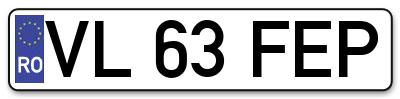 Placuta inmatriculare numar auto  VL-63-FEP, VL 63 FEP, VL63FEP