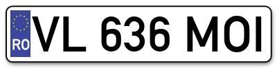 Placuta inmatriculare numar auto  VL-636-MOI, VL 636 MOI, VL636MOI