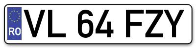 Placuta inmatriculare numar auto  VL-64-FZY, VL 64 FZY, VL64FZY