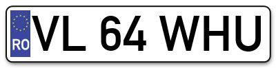 Placuta inmatriculare numar auto  VL-64-WHU, VL 64 WHU, VL64WHU