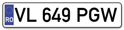 Placuta inmatriculare numar auto  VL-649-PGW, VL 649 PGW, VL649PGW