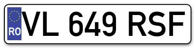Placuta inmatriculare numar auto  VL-649-RSF, VL 649 RSF, VL649RSF