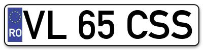 Placuta inmatriculare numar auto  VL-65-CSS, VL 65 CSS, VL65CSS