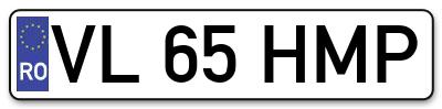 Placuta inmatriculare numar auto  VL-65-HMP, VL 65 HMP, VL65HMP
