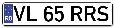 Placuta inmatriculare numar auto  VL-65-RRS, VL 65 RRS, VL65RRS
