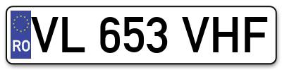 Placuta inmatriculare numar auto  VL-653-VHF, VL 653 VHF, VL653VHF