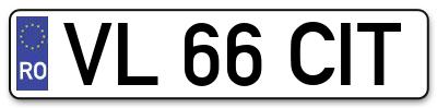 Placuta inmatriculare numar auto  VL-66-CIT, VL 66 CIT, VL66CIT
