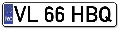Placuta inmatriculare numar auto  VL-66-HBQ, VL 66 HBQ, VL66HBQ