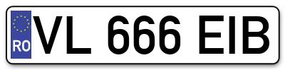 Placuta inmatriculare numar auto  VL-666-EIB, VL 666 EIB, VL666EIB