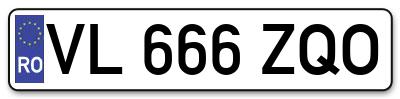 Placuta inmatriculare numar auto  VL-666-ZQO, VL 666 ZQO, VL666ZQO