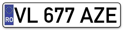 Placuta inmatriculare numar auto  VL-677-AZE, VL 677 AZE, VL677AZE
