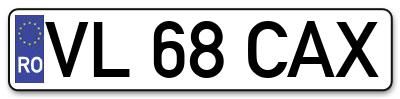 Placuta inmatriculare numar auto  VL-68-CAX, VL 68 CAX, VL68CAX