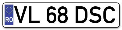 Placuta inmatriculare numar auto  VL-68-DSC, VL 68 DSC, VL68DSC