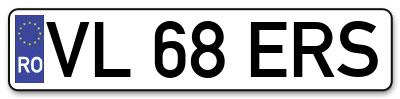 Placuta inmatriculare numar auto  VL-68-ERS, VL 68 ERS, VL68ERS