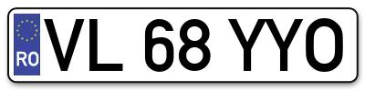 Placuta inmatriculare numar auto  VL-68-YYO, VL 68 YYO, VL68YYO