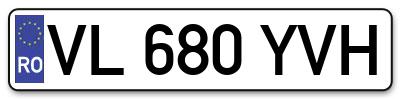 Placuta inmatriculare numar auto  VL-680-YVH, VL 680 YVH, VL680YVH