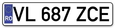 Placuta inmatriculare numar auto  VL-687-ZCE, VL 687 ZCE, VL687ZCE